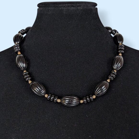 (2/$20) Vintage Black Beaded Necklace - Picture 1 of 5